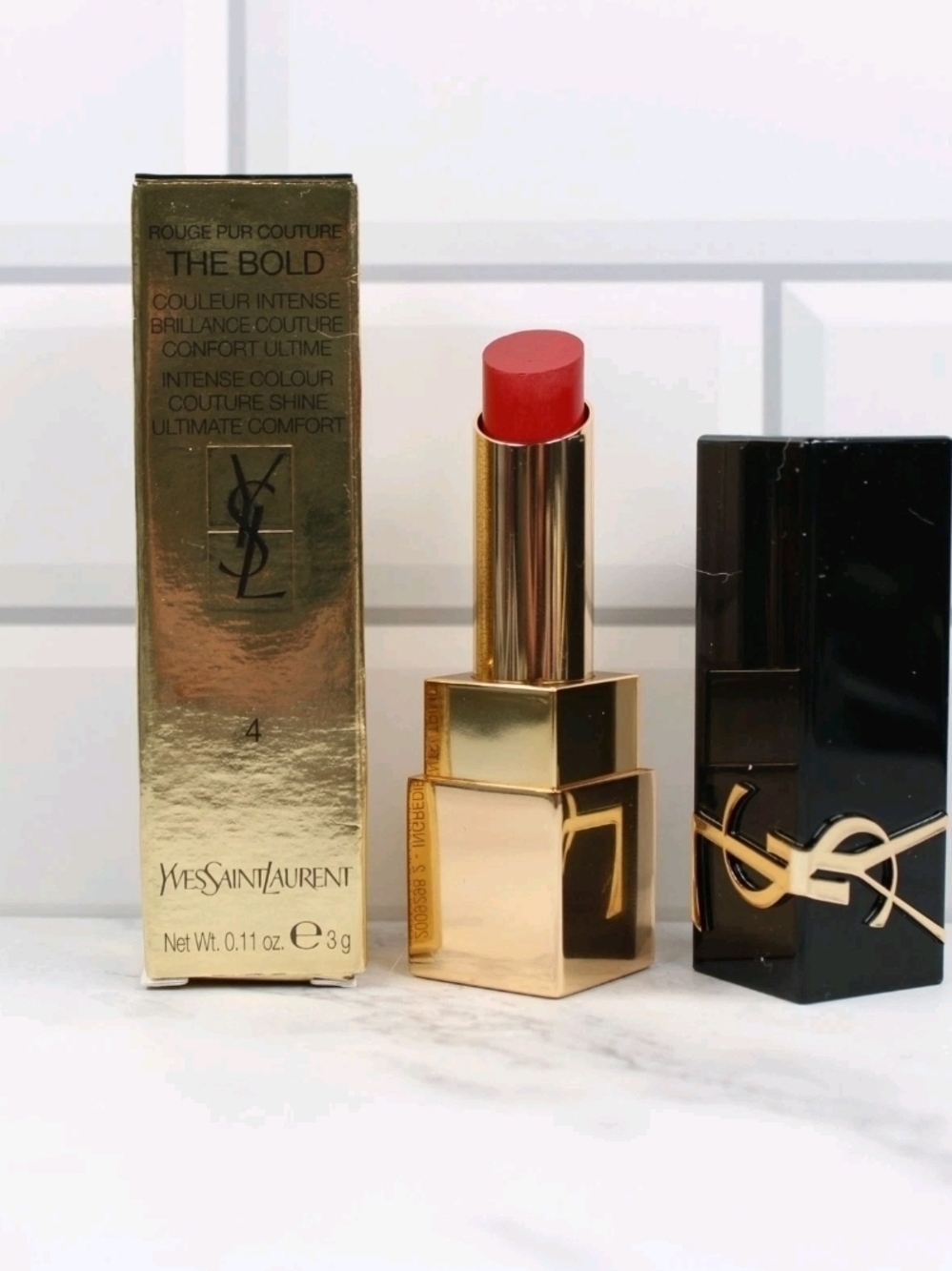 Yves Saint Laurent The Bold High Pigment Lipstick - 4 Revenged Red NIB Authentic